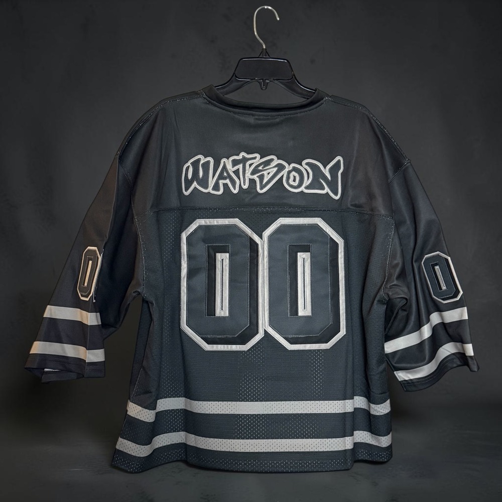 Watson Athletics Dept Hockey Jersey Charcoal Grey Silver Mesh Streetwear Large